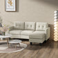 L-shaped Sofa, 3 Seater Sectional Couch with Ottoman, Corner Sofa with Thick Padded Cushion and Wood Legs, Beige