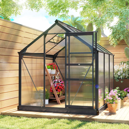 6.2' x 6.3' x 6.6' Grey PC Board Greenhouse with Sliding Door