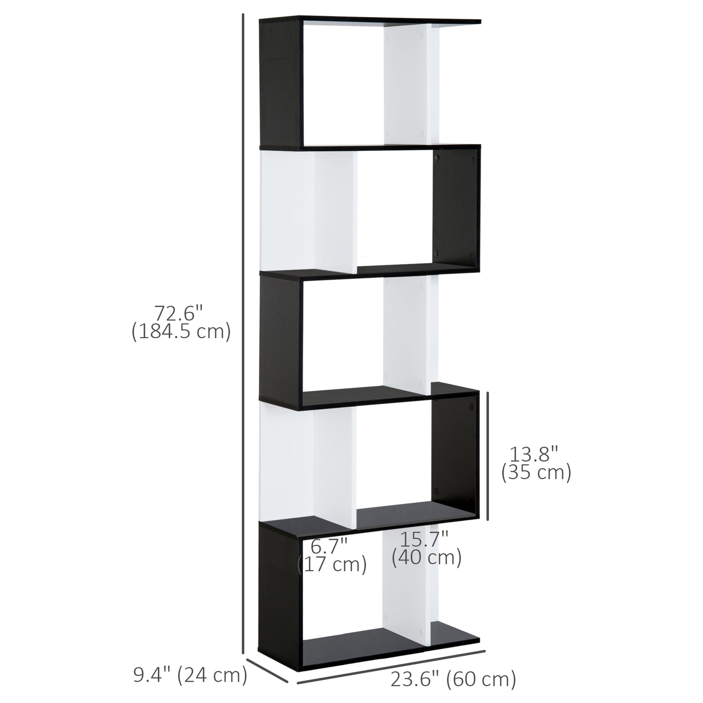 Modern Bookcase 5-Tier Display Shelf Storage Shelf Room Divider Living Room Home Office Furniture, Black
