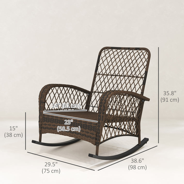 Wicker Rattan Rocking Chair with Thick Cushions