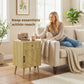 Nightstand Set of 2, Bedside Table Set with Drawer and Cabinet, Side End Table with Storage for Living Room, Oak