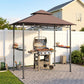 8' x 5' BBQ Grill Gazebo Tent with Double Tiered Canopy for Outdoor Sun Shade, Coffee