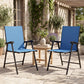 Folding Patio Chairs Set of 2, High Back Outdoor Dining Chairs with Breathable Mesh Seat for Lawn, Deck, Blue