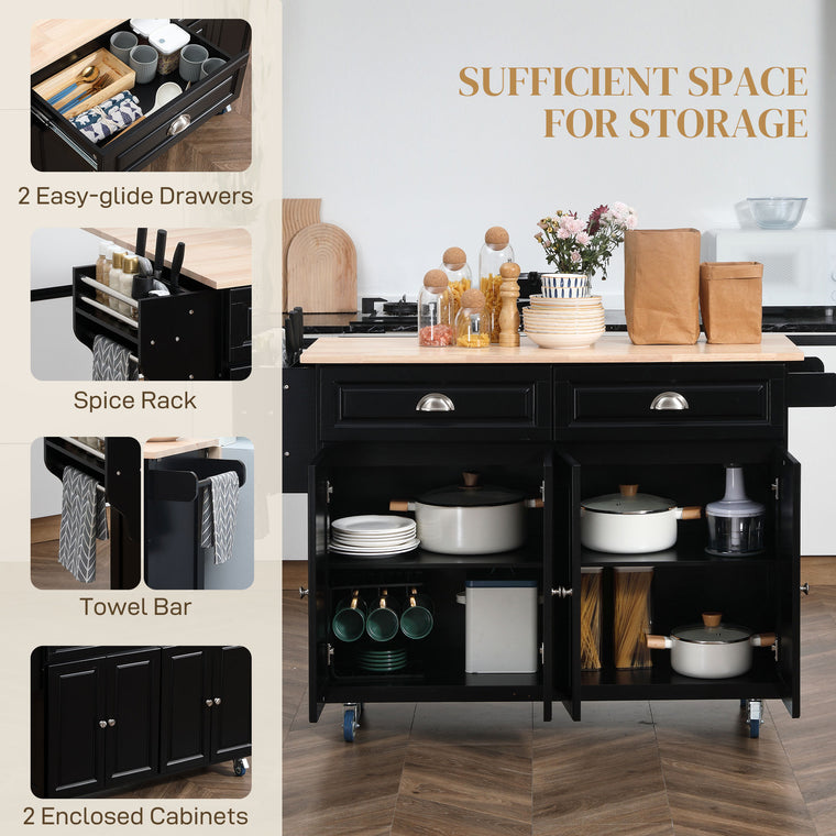 Rolling Kitchen Island with Drop Leaf