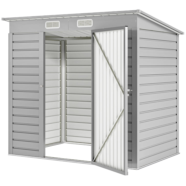 6' x 4' Galvanized Storage Shed with Double Doors and Vents