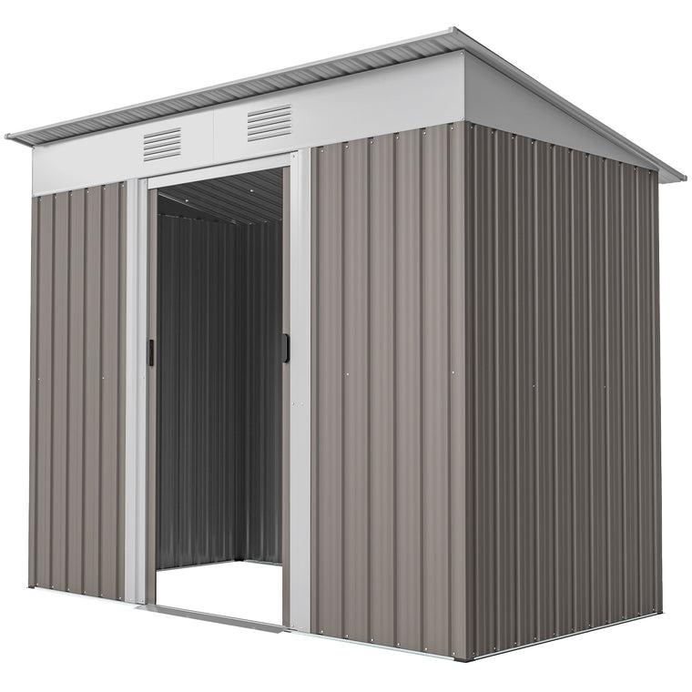 7' x 4' Metal Tool Shed with Lockable Sliding Doors and Vents