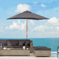 6.6x5ft Square Market Parasol, Wooden Patio Umbrella with Tilt Mechanism and 6 Bamboo Ribs, Garden Sunshade, Dark Grey