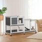 Wooden Rabbit Hutch Elevated Pet House Bunny Cage Small Animal Habitat with Slide-out Tray Lockable Door Openable Top for Indoor 58" x 18" x 35" Grey