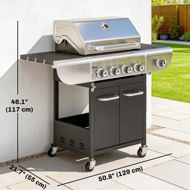 4-Burner Propane Gas Grill with Cast Iron Grates