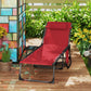 Folding Lounge Chair, Outdoor Chaise Lounge Tanning Chair with Adjustable Back, Side Table, Headrest, Black