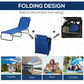Outdoor Lounge Chair, Adjustable Folding Chaise Lounge, Tanning Chair with Sun Shade for Beach, Camping, Hiking, Backyard, Light Grey
