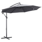 10ft Offset Patio Umbrella with Base, Garden Hanging Parasol with Crank, Banana Cantilever Umbrella Sun Shade, Grey