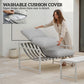 2 Piece Patio Furniture Set, Outdoor Loveseat Sofa Set with Thick Cushions and Coffee Table for Porch Garden, Light Grey