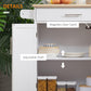 Kitchen Trolley Mobile Kitchen Island on Wheels Serving Cart Wooden Storage w/ Drawer and Towel Bar White