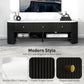 TV Stand, Modern TV Table with Marble-Effect Top, 3 Drawers and 2 Open Shelves for 32-65 Inch Television, Black
