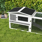 Wooden Rabbit Hutch Guinea Pig House with Removable Tray, Openable Roof, Trough, Run for Tortoises and Ferrets, Grey