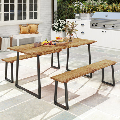 6-Person Picnic Table & Bench Set with Umbrella Hole