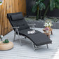 Outdoor Folding Chaise Lounge Chair Recliner with Portable Design, Adjustable Backrest, Cushion and Headrest, Black - Black