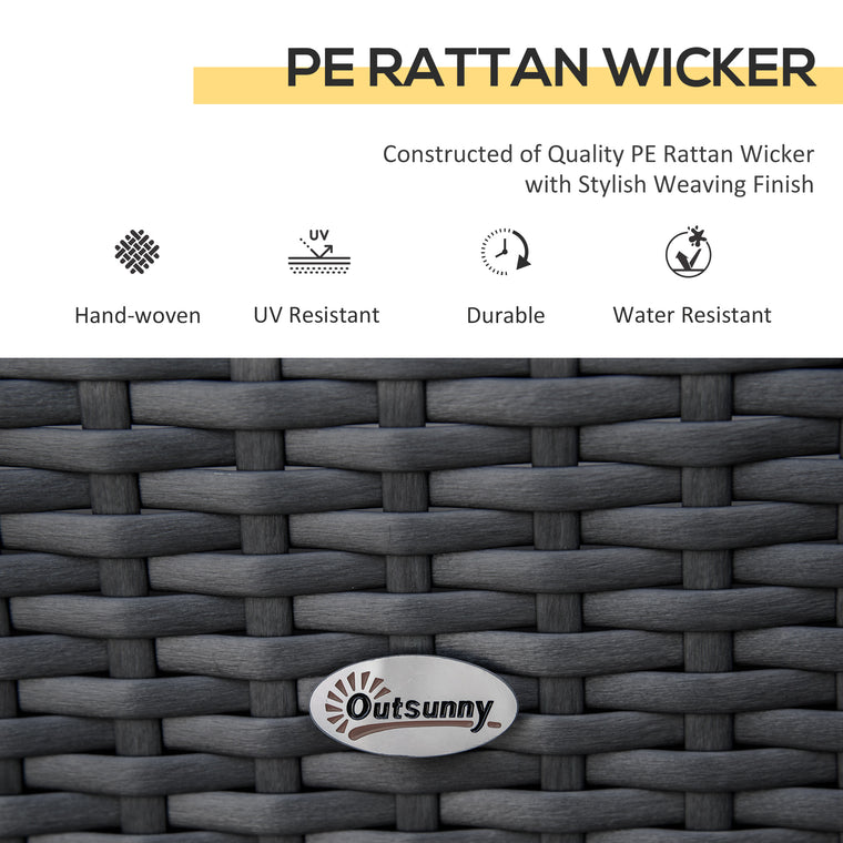 3-Piece PE Rattan Bistro Set with Reclining Chairs