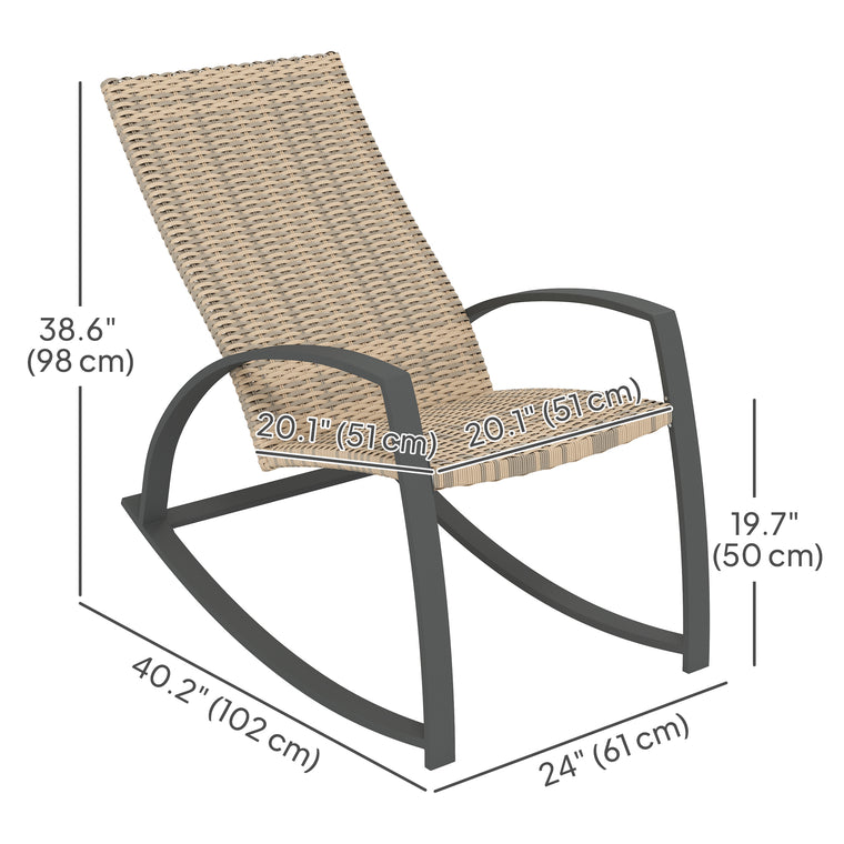 Wicker Rocking Chair Set with High Back, Set of 2