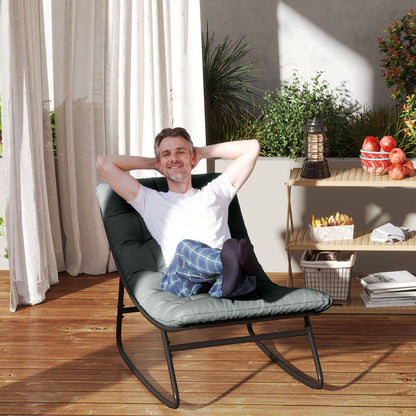 Steel Rocking Chair with Cushion and Mesh Deep Seat