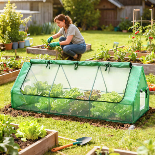 Portable Mini Greenhouse with Mesh Windows for Indoor and Outdoor, 94.5" x 35.4" x 35.4", Green