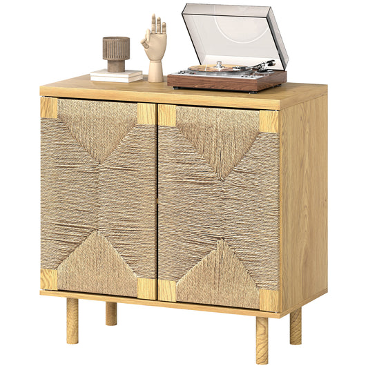 Handwoven Rope Accent Sideboard Cabinet - Oak