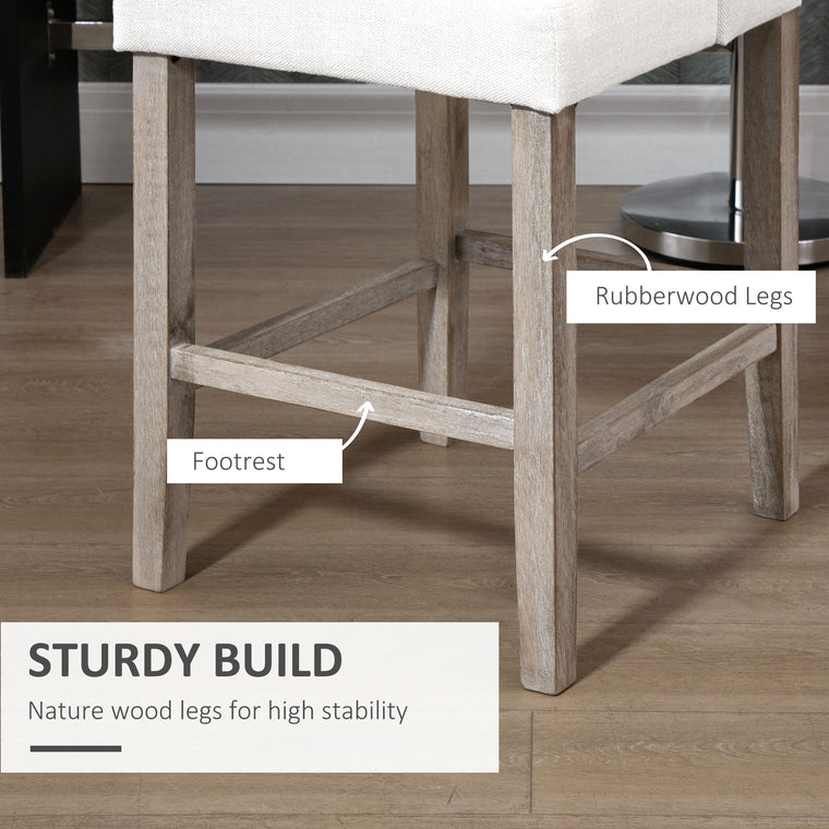 Tufted Counter Bar Stools Set of 2 - Beige