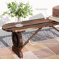 2-Person Outdoor Bench, Wood Garden Bench with Wagon Wheel Legs, Slatted Seat for Patio, Park, Backyard, Natural Wood