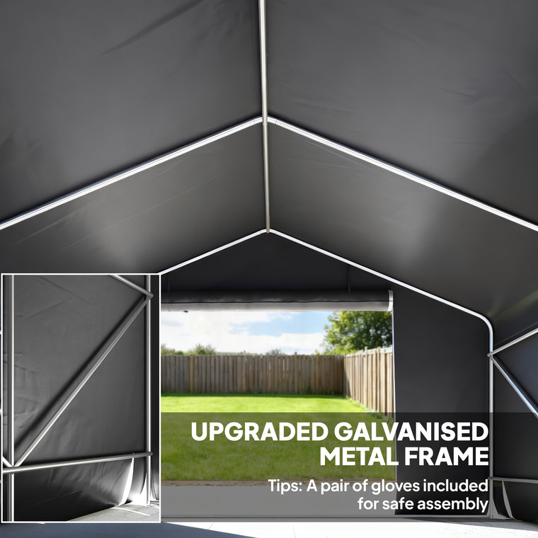 10' x 10' Galvanized Bike Storage Shed with Roll-Up Door