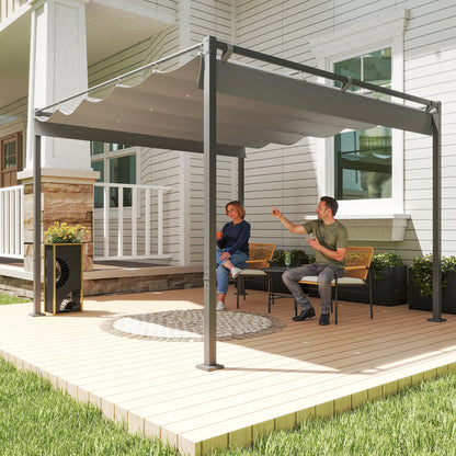 10' x 10' Grey Retractable Pergola with Magnetic Fixture