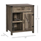 Rustic Barn Door Storage Cabinet Modern Farmhouse Buffet Sideboard for Kitchen & Dining Room Dark Oak