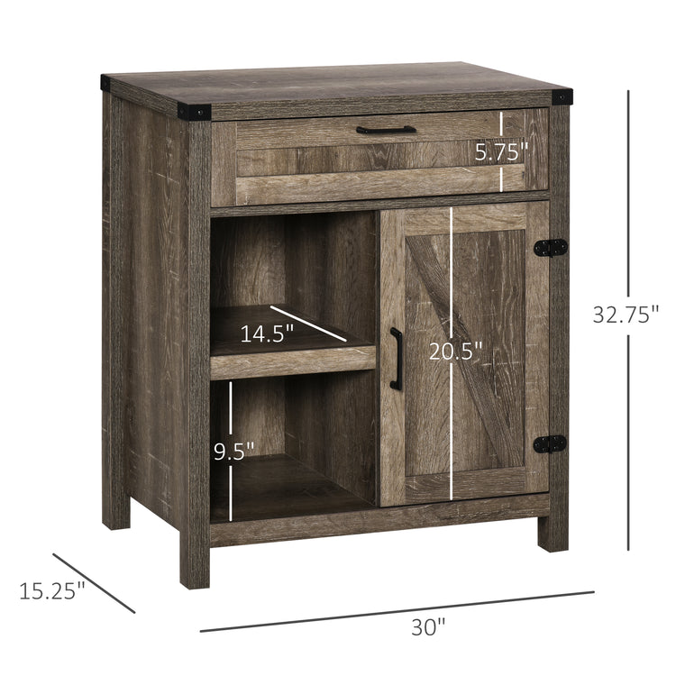Rustic Barn Door Buffet Sideboard - Dark Oak