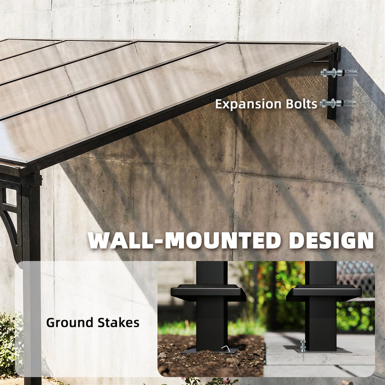 13' x 10' Wall-Mounted Lean-To Pergola with Polycarbonate Roof