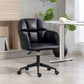 Swivel Office Chair, Faux Leather Desk Chair with Adjustable Height for Living Room, Bedroom, Study, Black