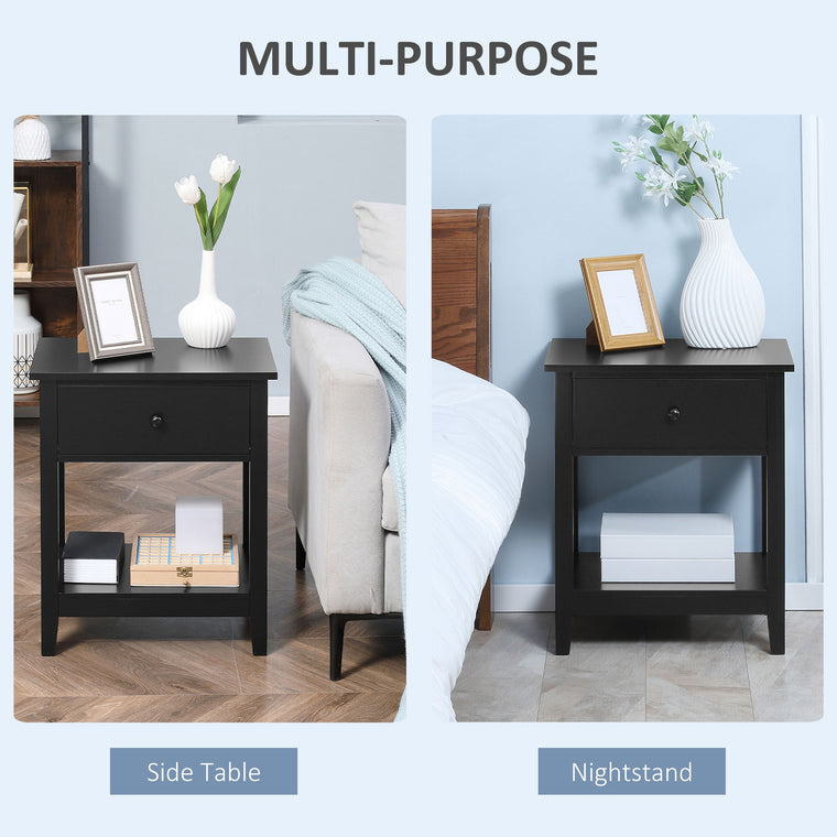 Nightstand with Drawer and Storage Shelf