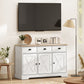 46.5" Buffet Cabinet, Farmhouse Sideboard with 3 Barn Doors and 3 Drawers for Living Room, Kitchen, White