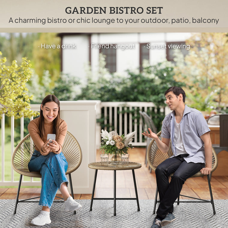 3-Piece Wicker Bistro Set with Acapulco Chairs
