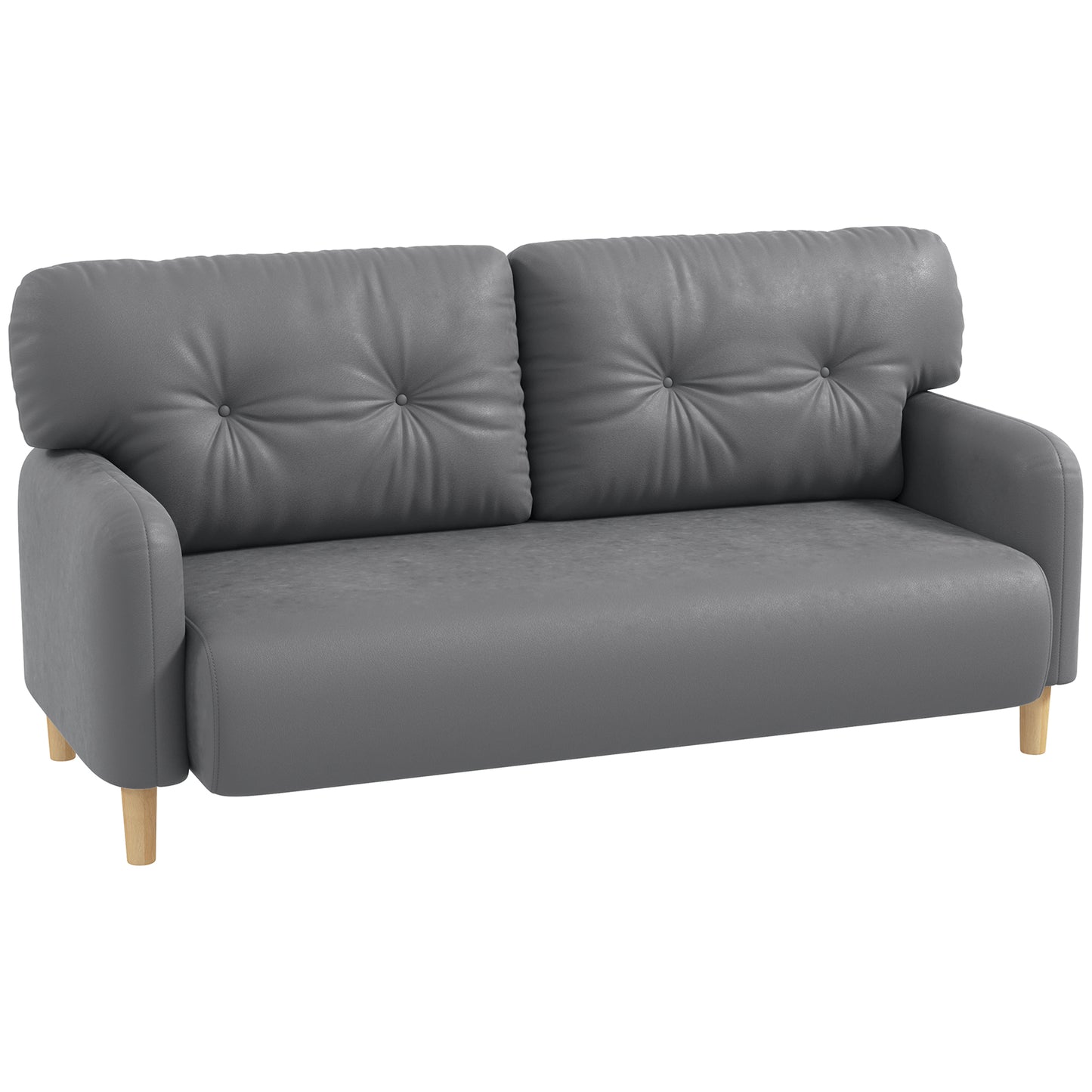 58" 2 Seat Sofa, Modern Love Seats Furniture, Upholstered 2 Seater Couch, Solid Wood Frame, Grey