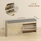 Shoe Bench with Flip Doors, Seat Cushion, Adjustable Shelves for 8 Pairs, Boho Entryway Bench for Bedroom, Natural Wood