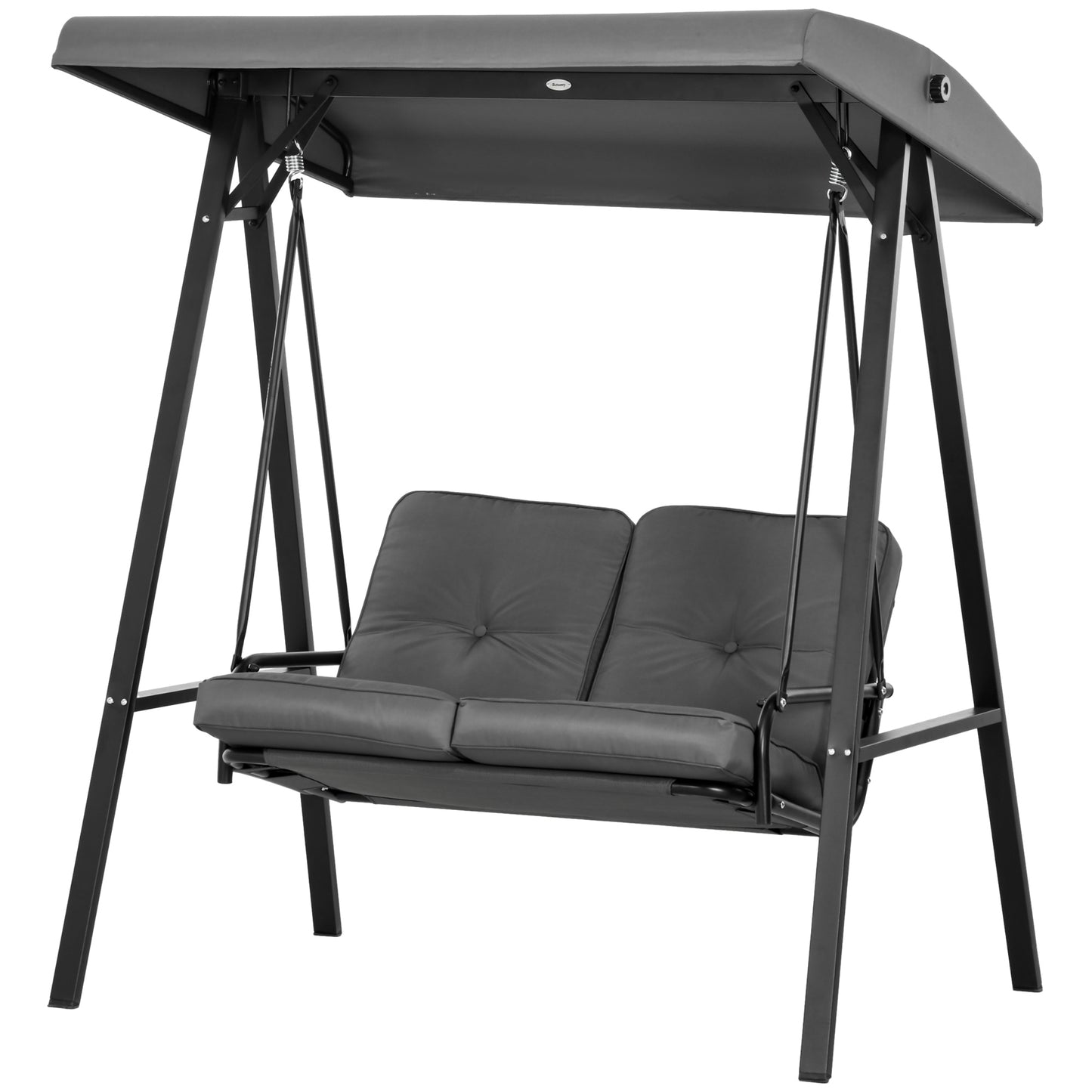2-Seater Outdoor Porch Swing with Adjustable Canopy, Patio Swing Chair for Garden, Poolside, Backyard, Dark Blue