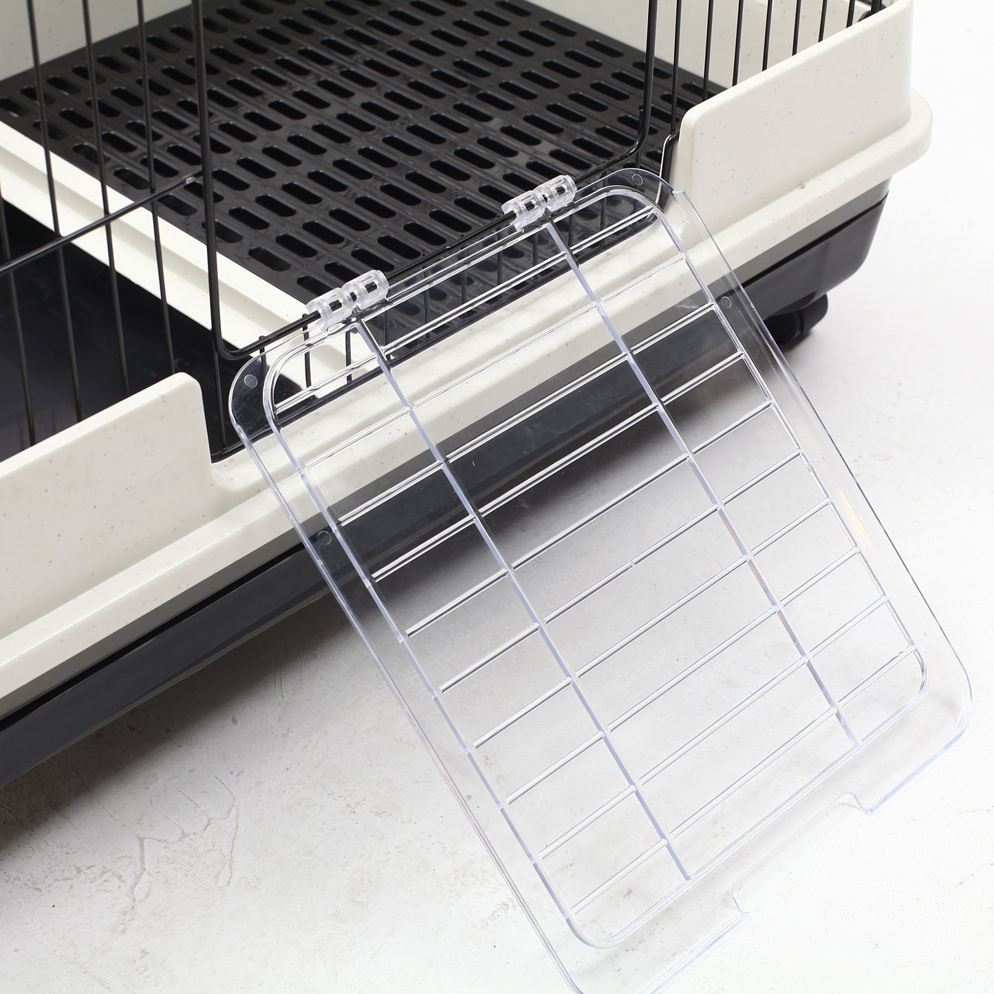 45"H Black 4-Level Guinea Pig Cage with Wheels & Ramp
