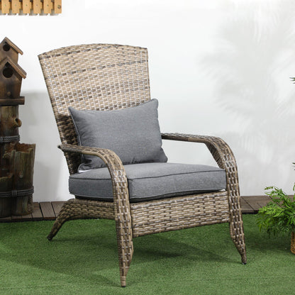 Mixed Grey PE Rattan Adirondack Chair with Cushions