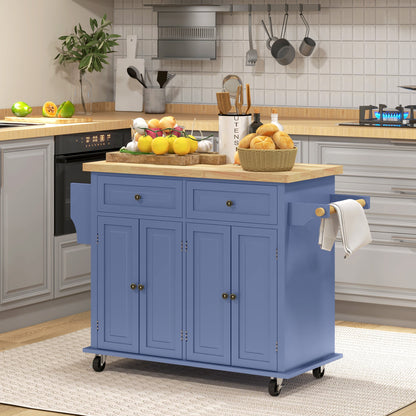 Rolling Kitchen Island Cart with Wood Top