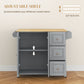 Kitchen Island on Wheels, Kitchen Cart with Drop Leaf, Drawers, Grey