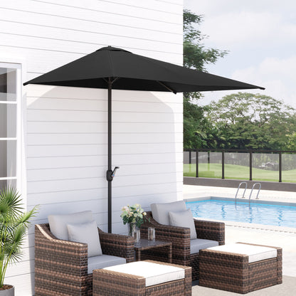 8ft Half Round Sun Shade Umbrella with 5 Ribs