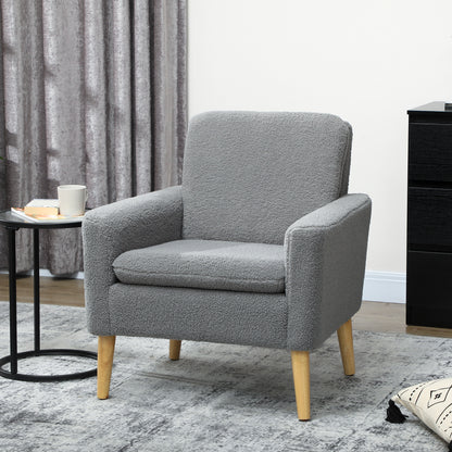 Upholstered Accent Armchair with Wood Legs - Grey