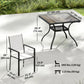 5 Piece Outdoor Patio Dining Set, Dining Table and 4 Stackable Chairs with Umbrella Hole, Shelf