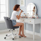 Office Chair, Armless Swivel Desk Chair with Adjustable Height, Backrest, Tilt Function for Office, Vanity, Grey