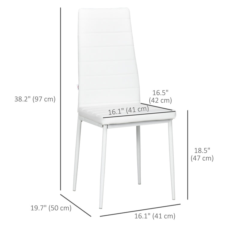 High-Back Upholstered Dining Chairs Set of 6 - White